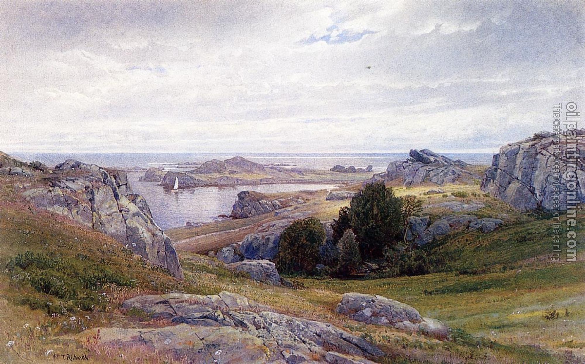 Richards, William Trost - Coast with Sailboat, Newport